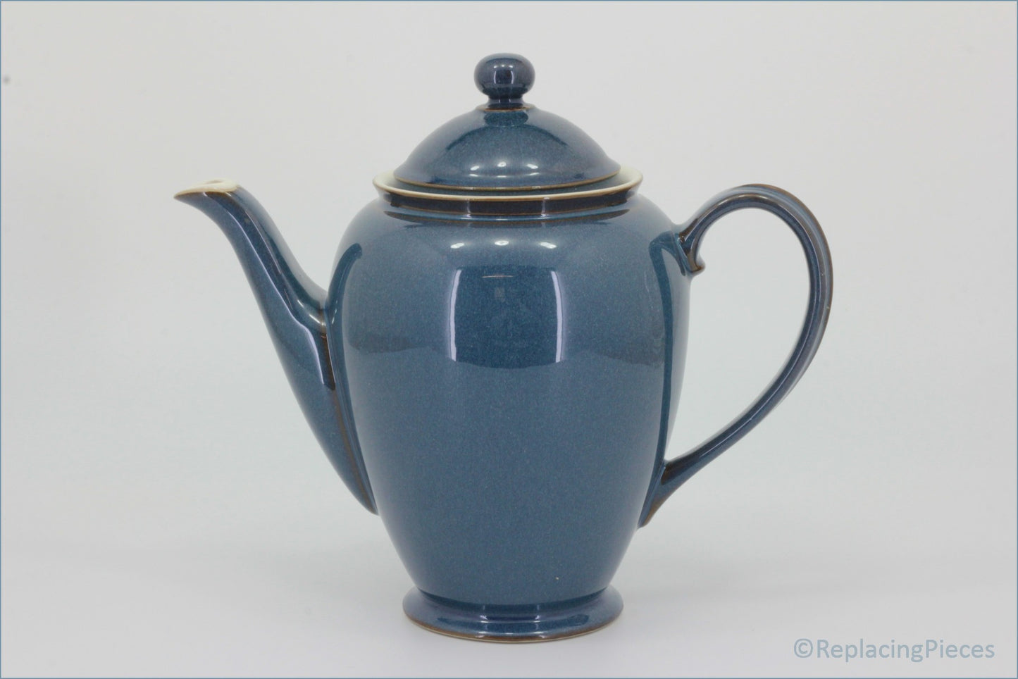 Denby - Boston - Coffee Pot - Blue ceramic teapot on a white background