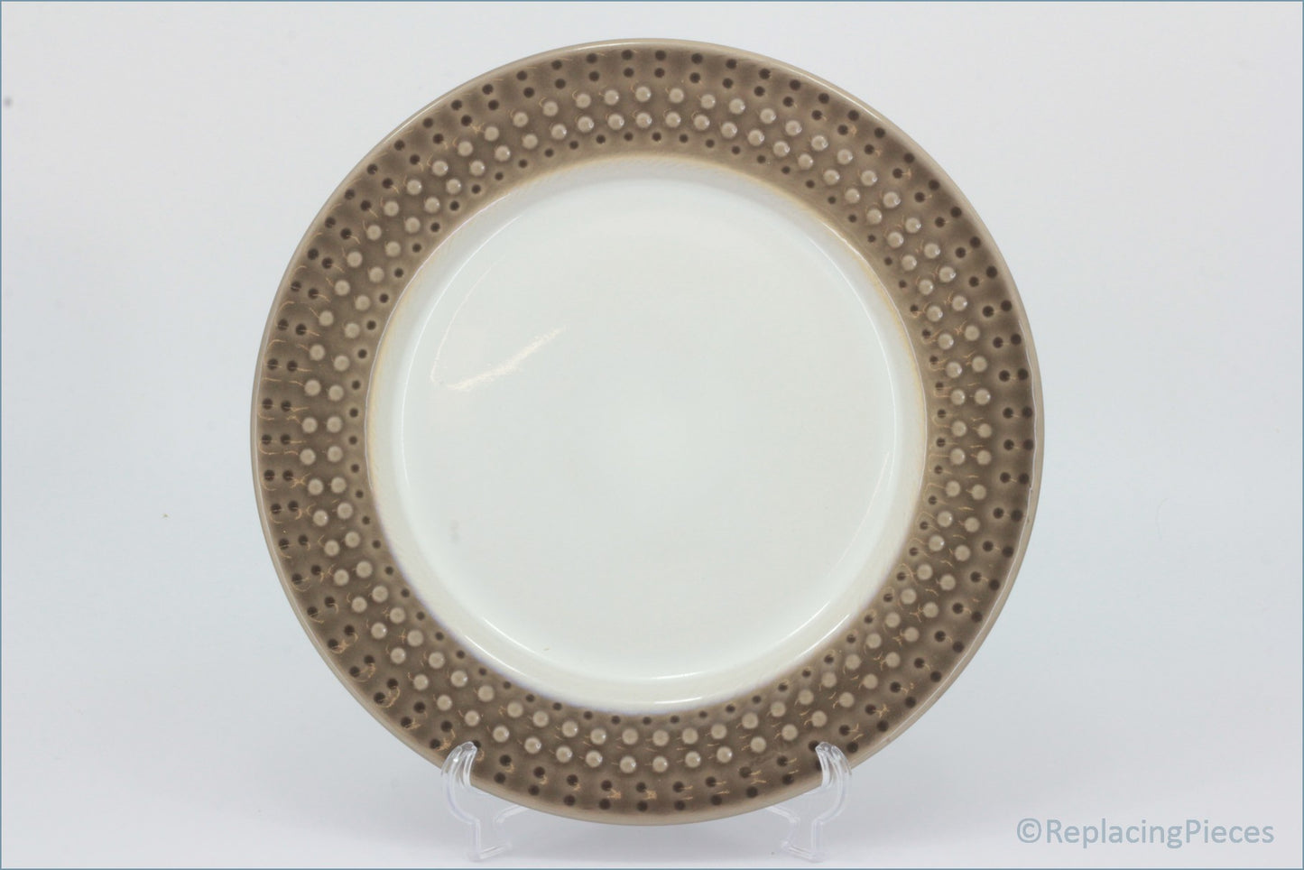 Denby - Intro (Mocha) - 8 7/8" Salad Plate - White plate with a decorative brown rim on a white background