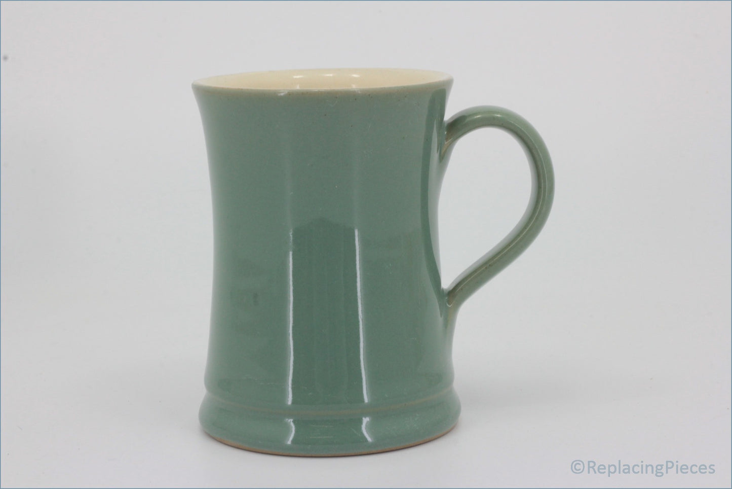 Denby - Manor Green - Mug (Waisted - Flared Base) - Green ceramic mug on a white background