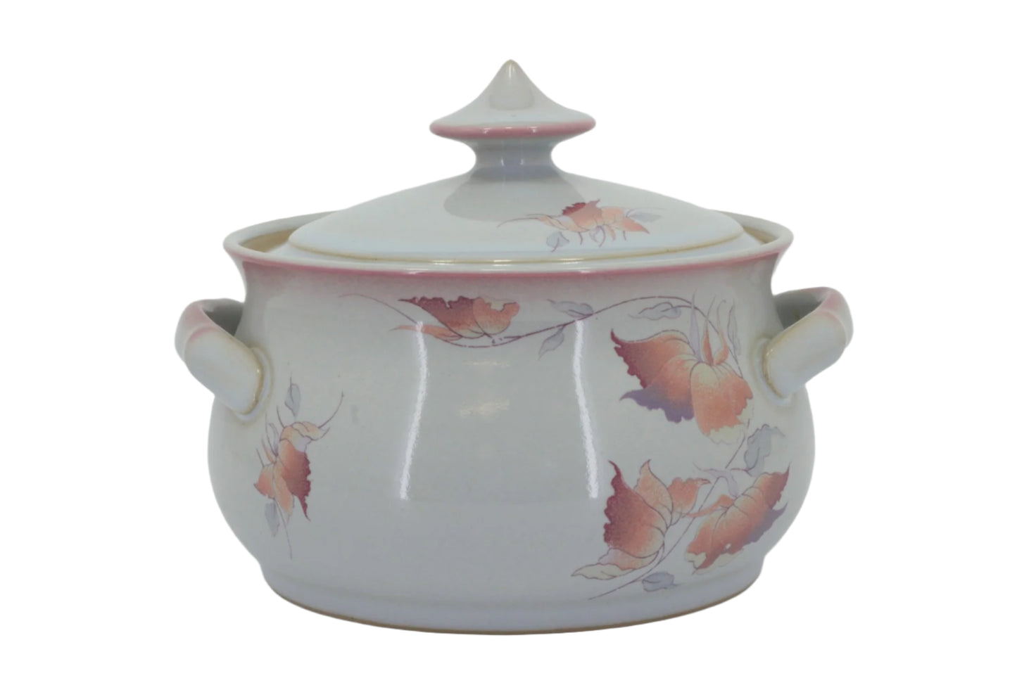 Denby - Twilight - 2 Pint Casserole - Ceramic pot with lid featuring floral designs on a white background