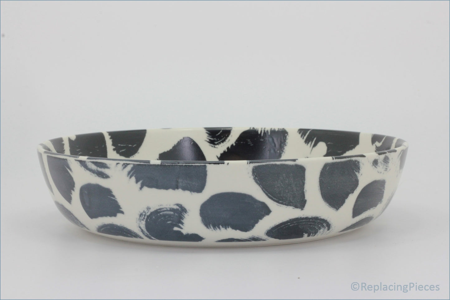 Habitat - Global - Pasta Bowl - Ceramic bowl with black abstract pattern on a white background