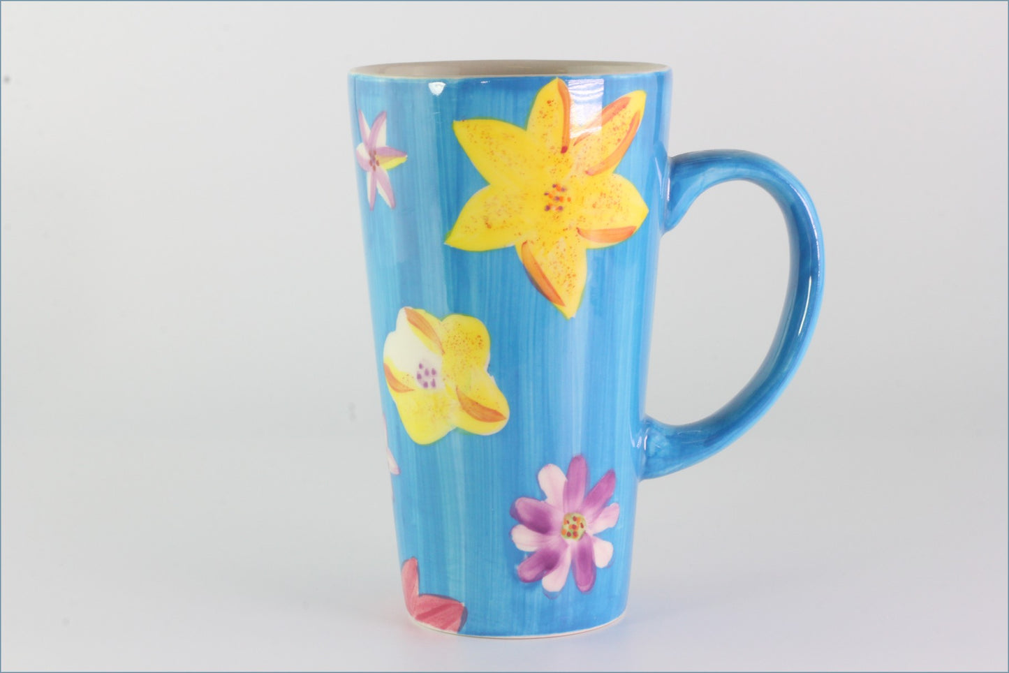 Marks & Spencer - Mugs - Latte Mug (Blue With Flowers)