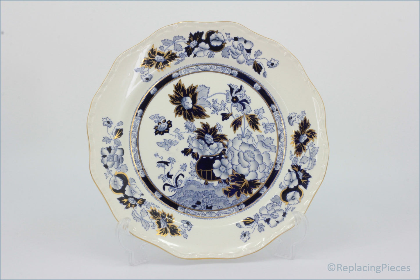 Masons - Sapphire - Dinner Plate - Decorative ceramic plate with floral patterns on a white background