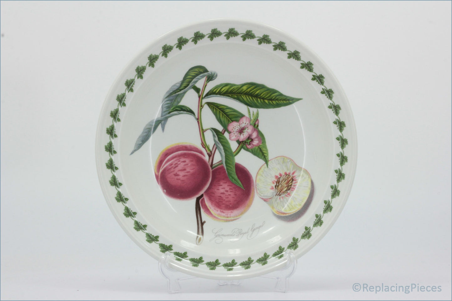Portmeirion - Pomona - 8 5/8" Rimmed Bowl (Grimwoods Royal George) - Decorative plate with fruit illustration on a white background