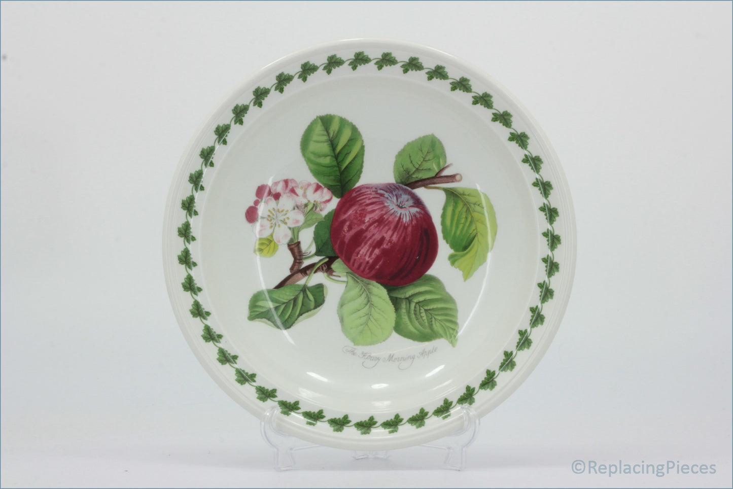 Portmeirion - Pomona - 8 5/8" Rimmed Bowl (The Hoary Morning Apple) - Decorative plate with apple design on a white background