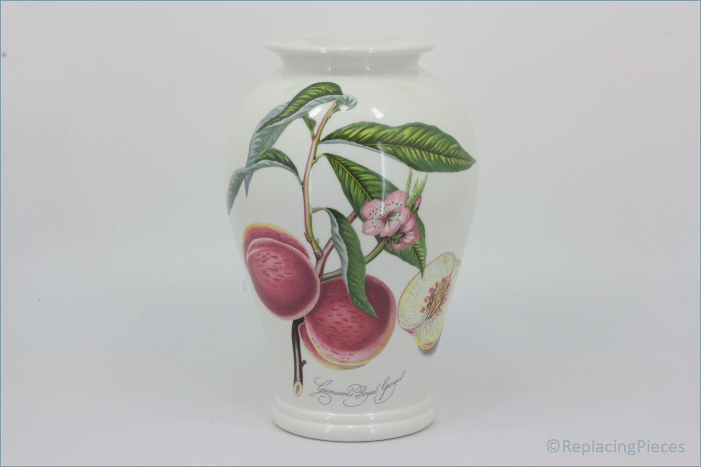Portmeirion - Pomona - 10 1/4" Tall Vase (Grimwoods Royal George) - Vase with botanical design on a white background