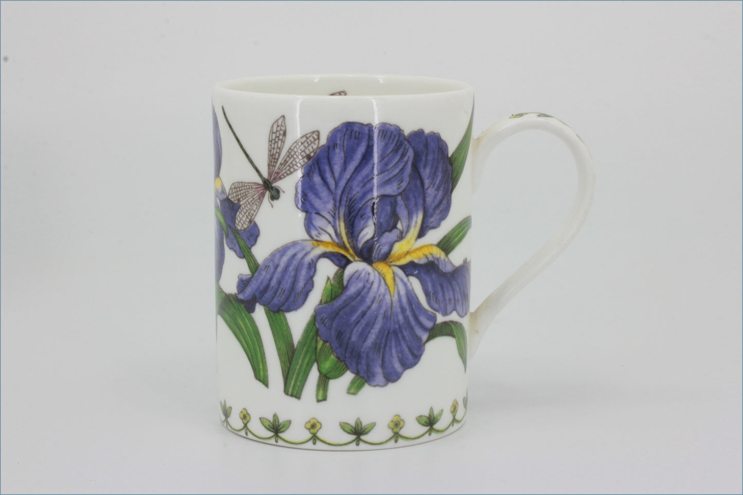 Queens - Botanic - Mug - Ceramic mug with purple iris flower design on a white background