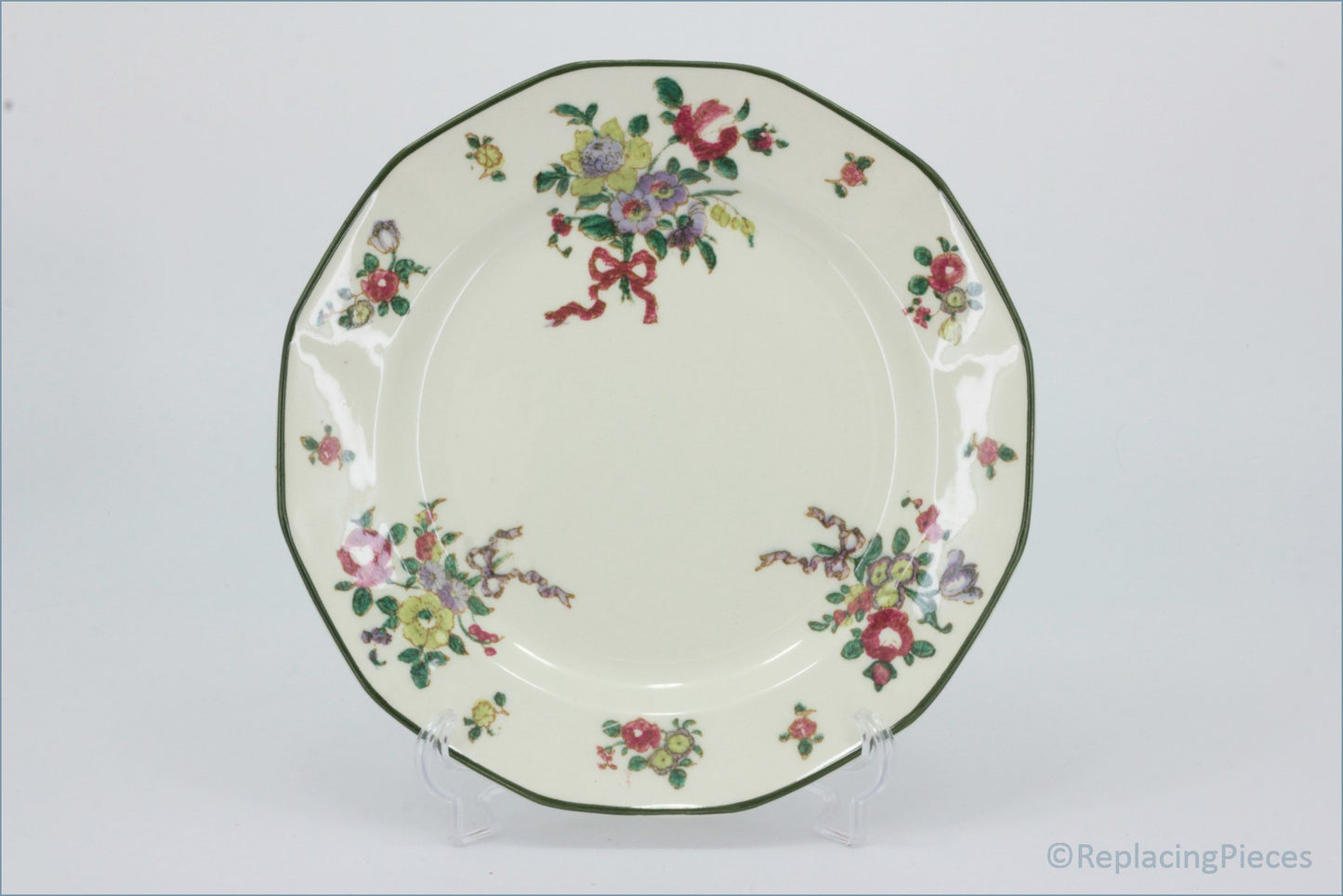 Royal Doulton - Old Leeds Spray - 7 1/4" Side Plate - Decorative ceramic plate with floral patterns on a white background