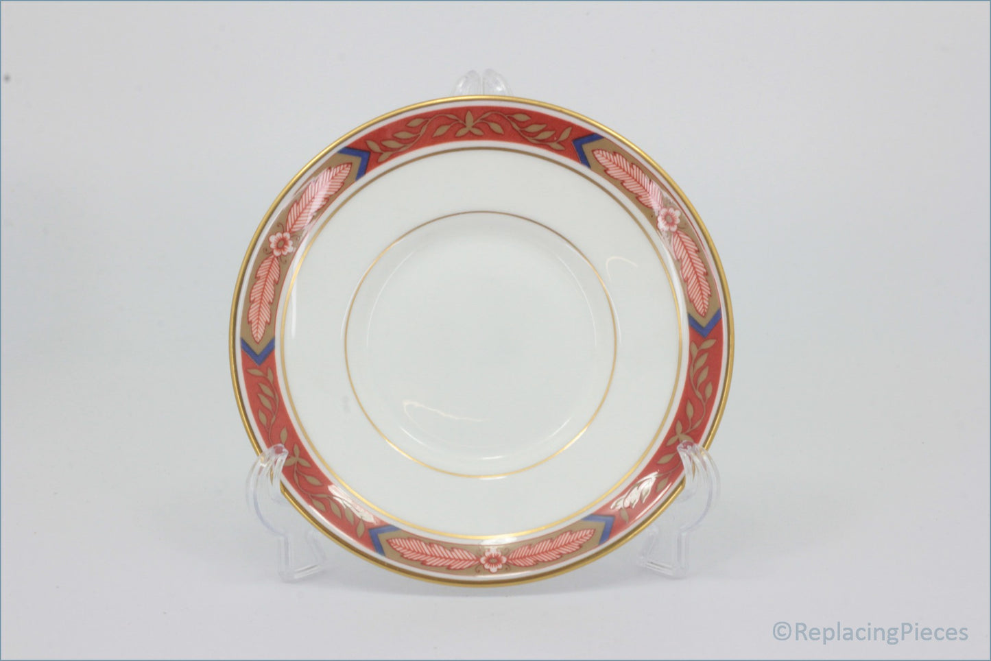 Royal Worcester - Beaufort Red - Coffee Saucer - Decorative saucer with red and gold rim on a white background