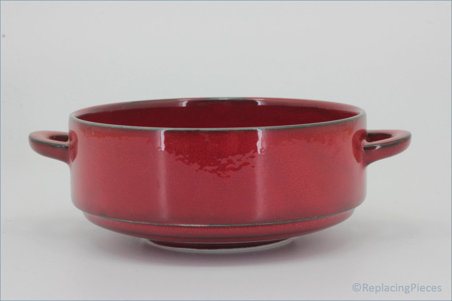 Villeroy & Boch - Granada - Soup Cup - Red ceramic bowl with two handles on a white background