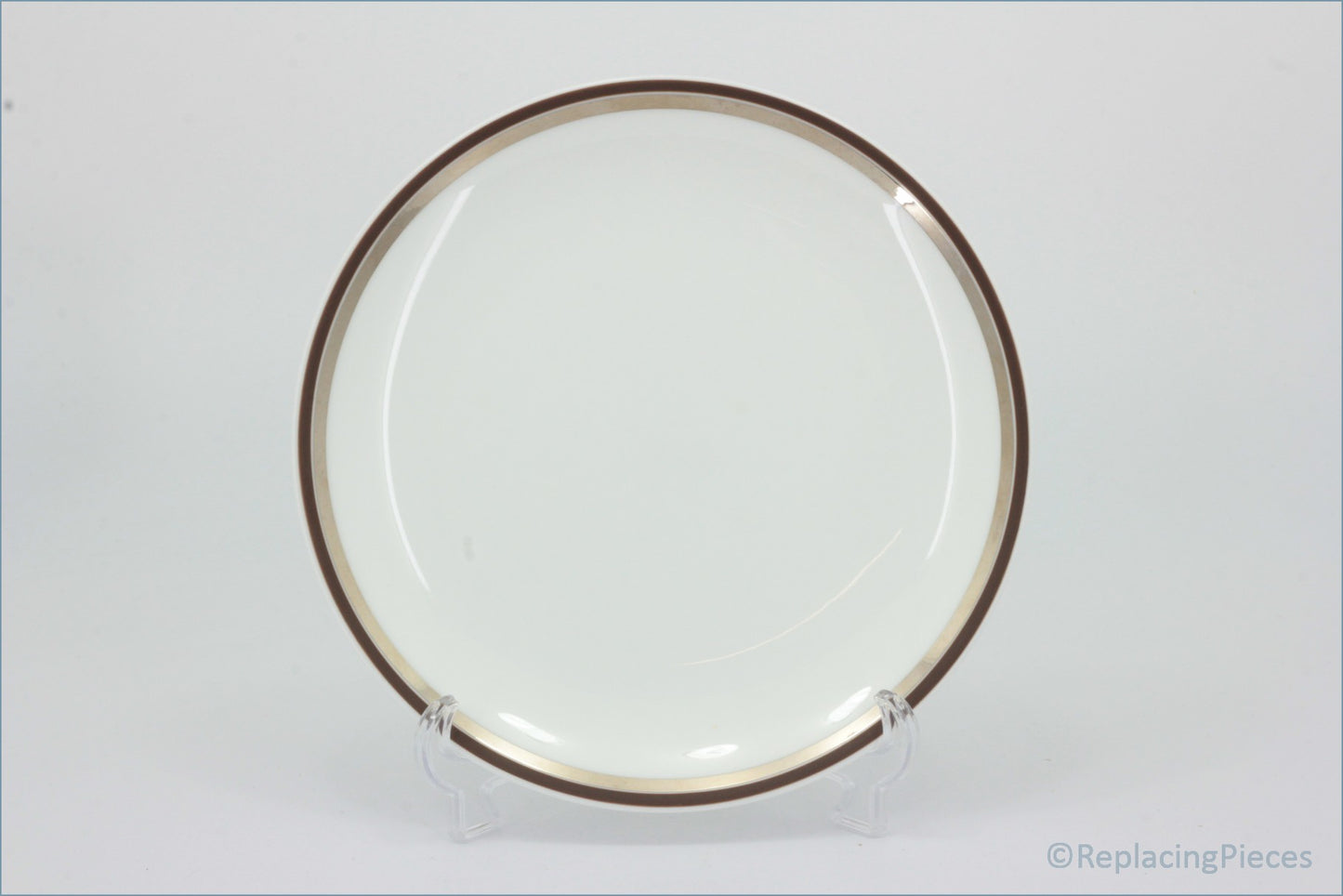 Wedgwood - Perfection - 6 3/4" Side Plate - White plate with a brown rim on a white background