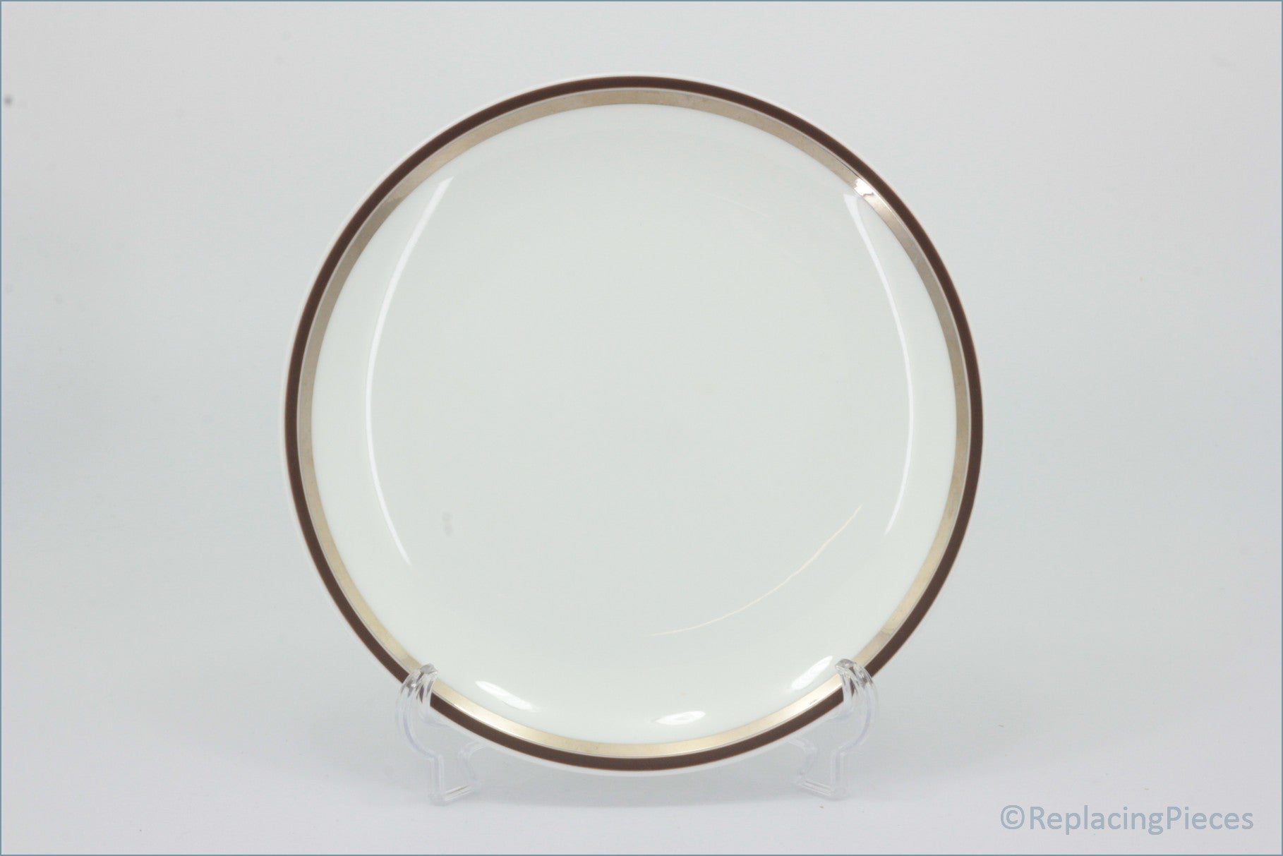 Wedgwood - Perfection - 6 3/4" Side Plate - White plate with a brown rim on a white background