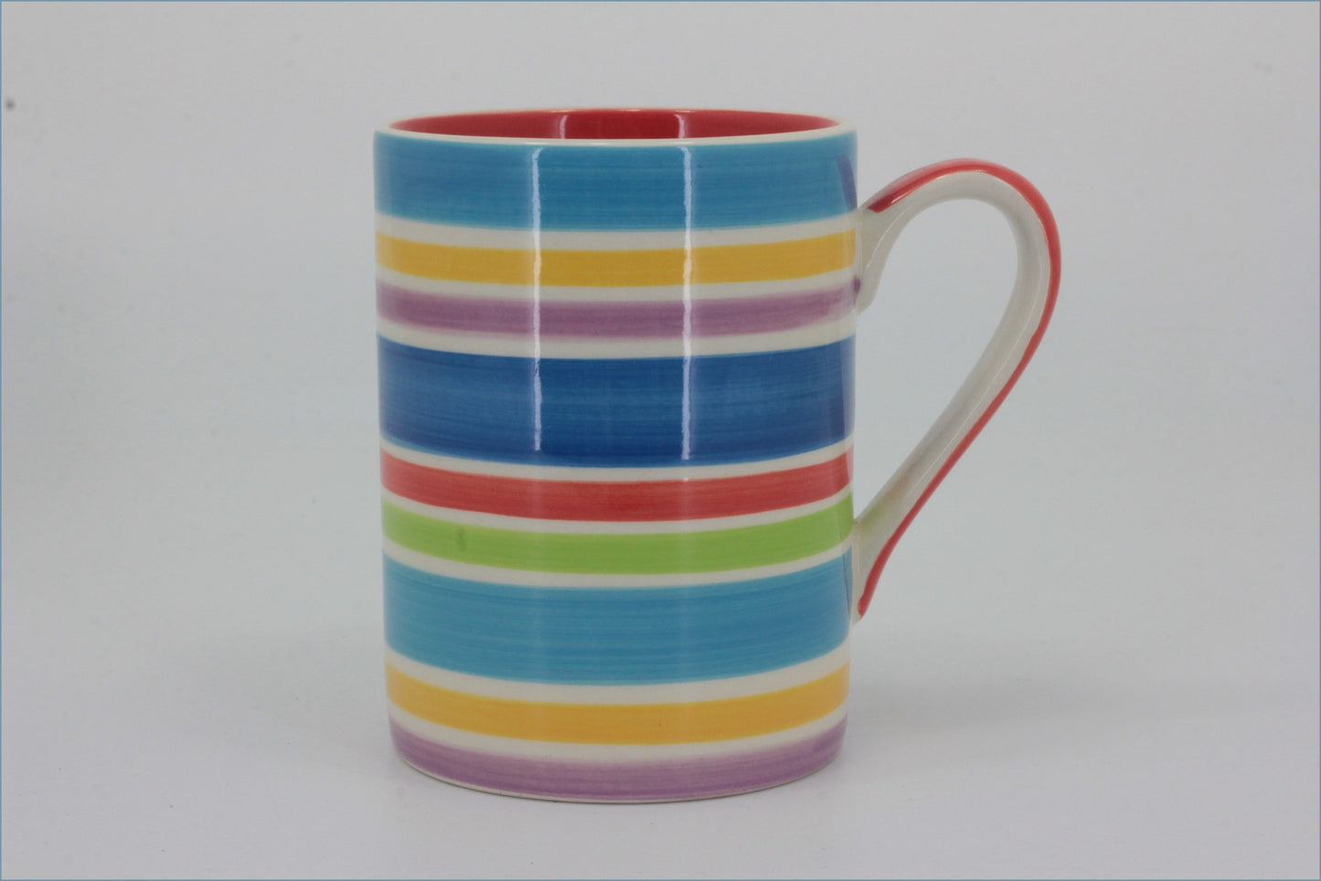 RPW293 - Whittards - Mug (Multi Coloured Stripe - Red Interior)