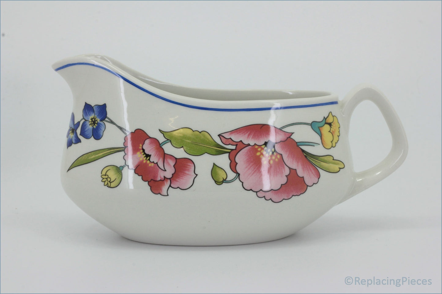 Woods - Alpine Meadow - Gravy Boat - Ceramic gravy boat with floral design on a white background