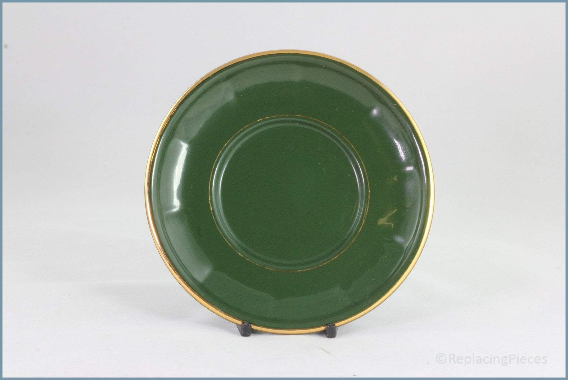 Apilco - Bistro (Green & Gold) - Tea Saucer (Gold Inner Line)