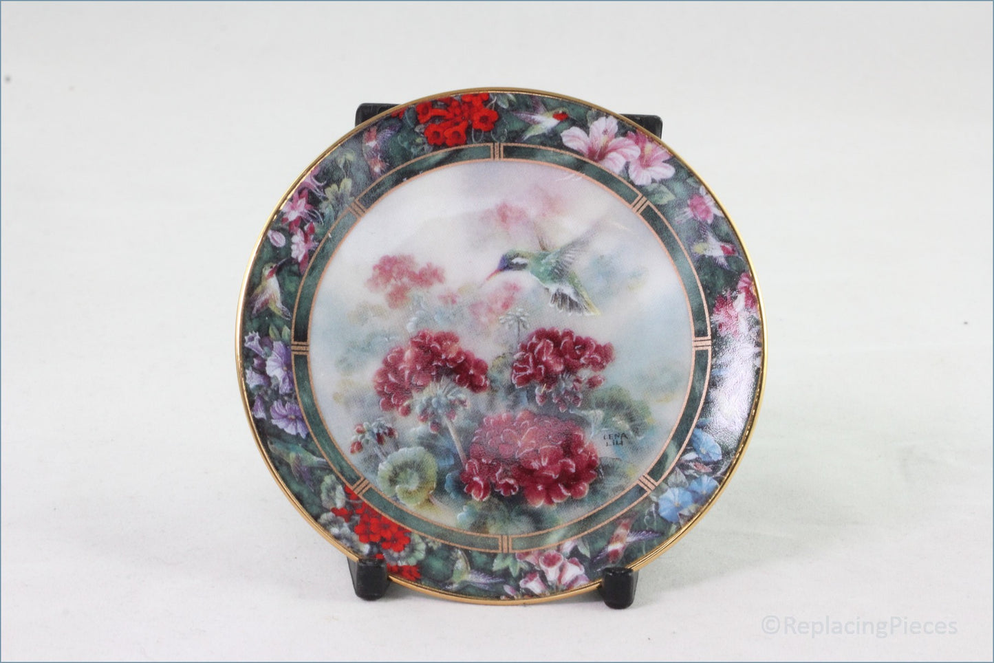 Bradford Editions - Lena Liu's Hummingbird Treasury Mini Plate Collection - White Eared Hummingbird (3rd Set)