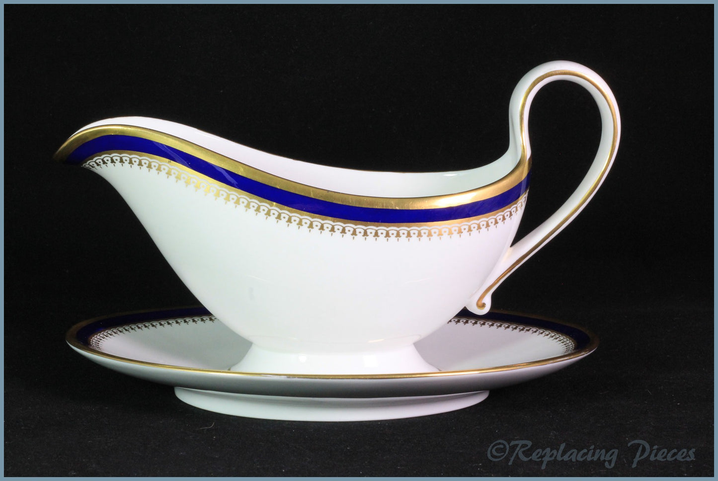 Spode - Knightsbridge (Cobalt Blue) - Gravy Boat With Fixed Stand