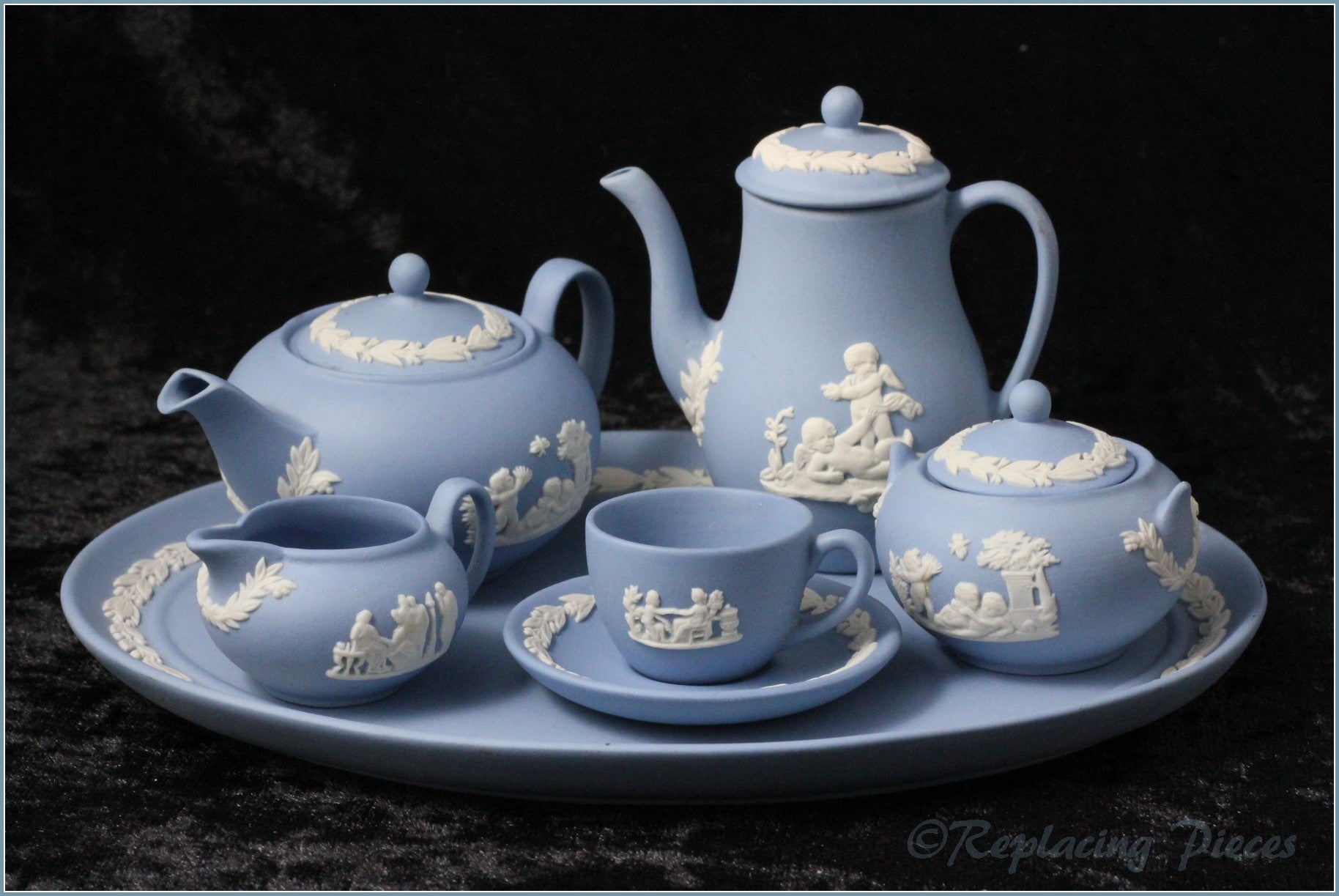 Wedgwood Jasperware Pale Blue Miniature Tea Set