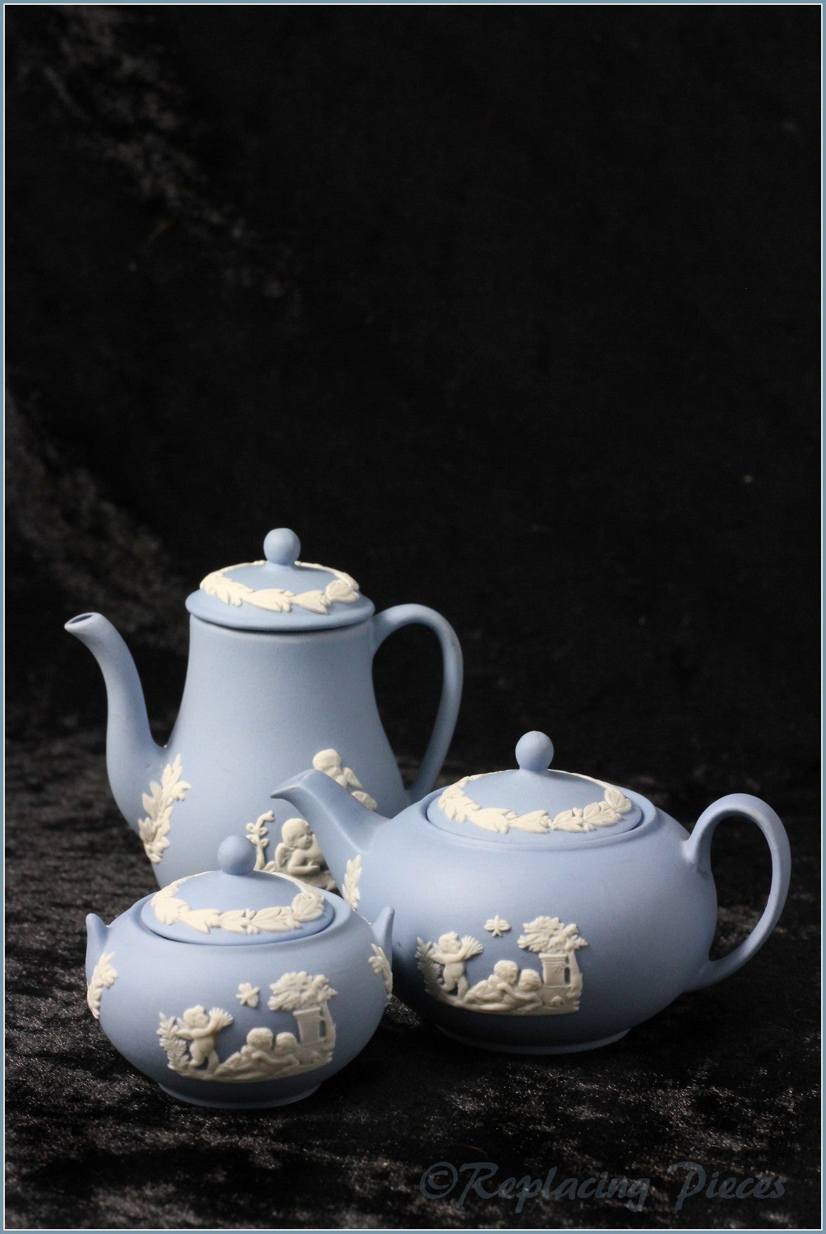 Wedgwood - Jasperware - Pale Blue - Miniature Tea Set