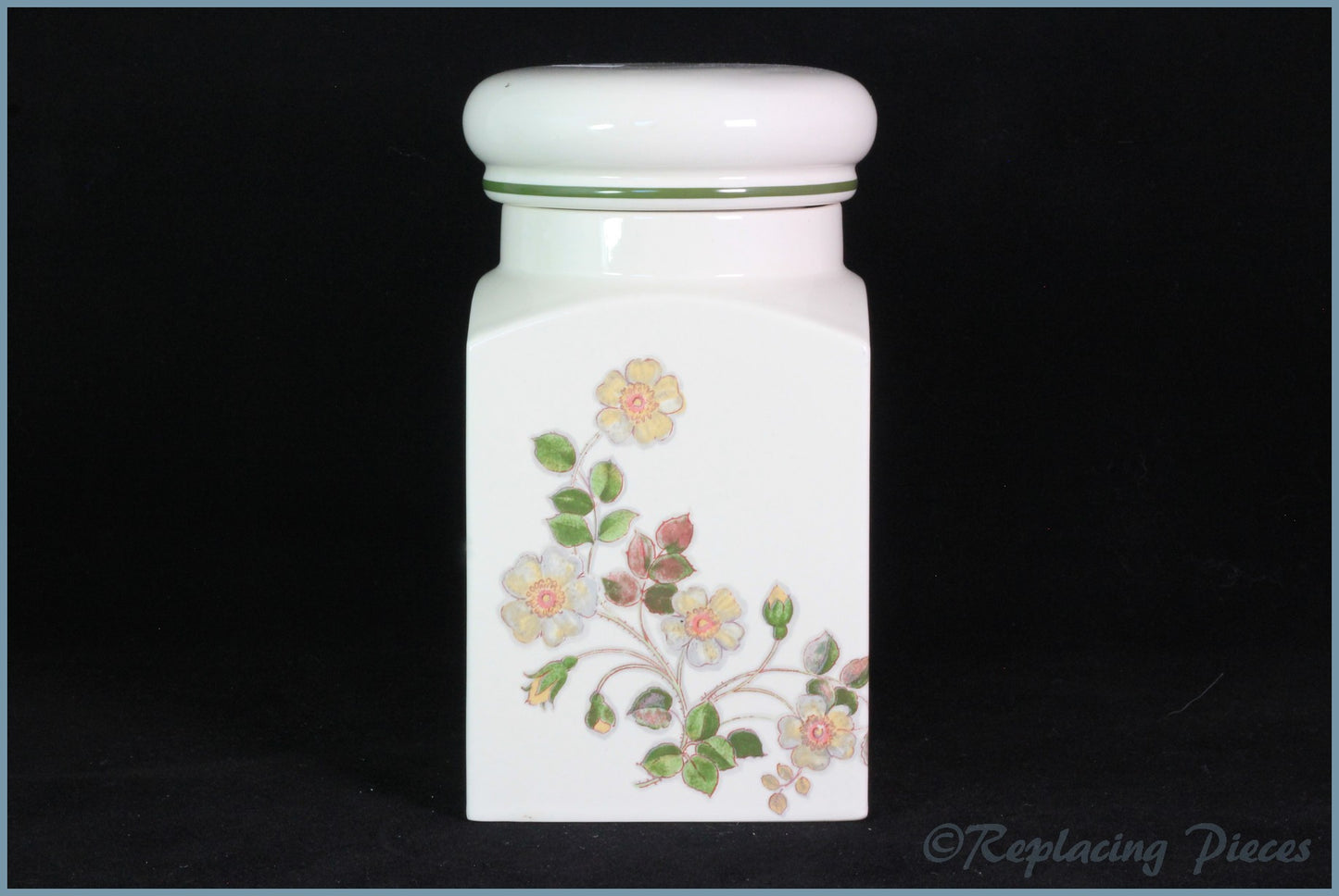 Marks & Spencer - Autumn Leaves - 7 1/4" Tall Square Storage Jar (Shiny)