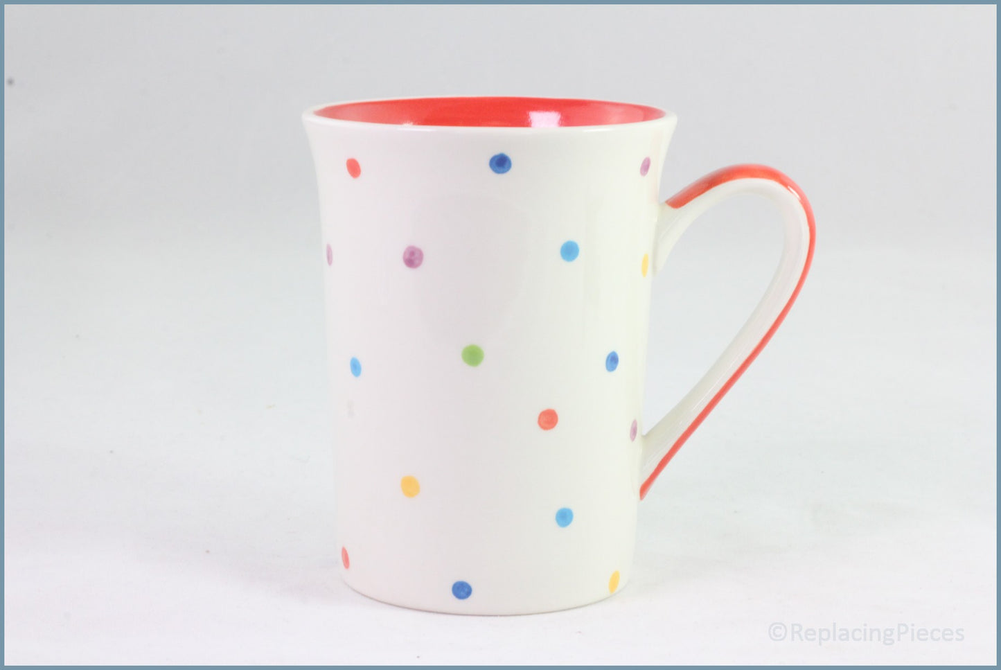 RPW162 - Whittards - Mug (Multi-Colour Spot - Red Interior)