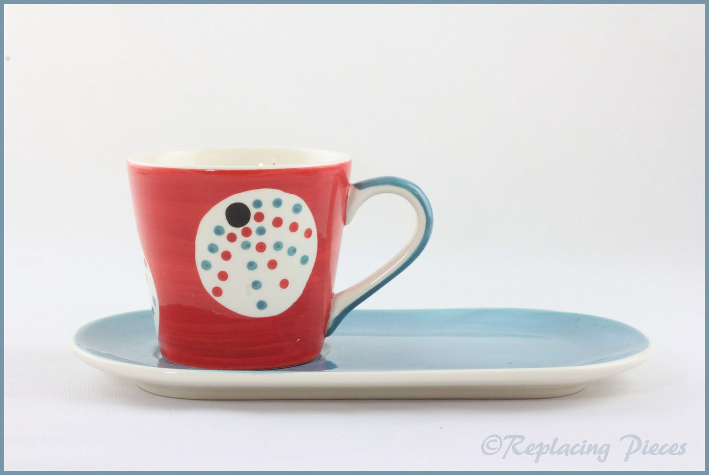 RPW89 - Whittards - Red/Blue Plate & Spotty Cup