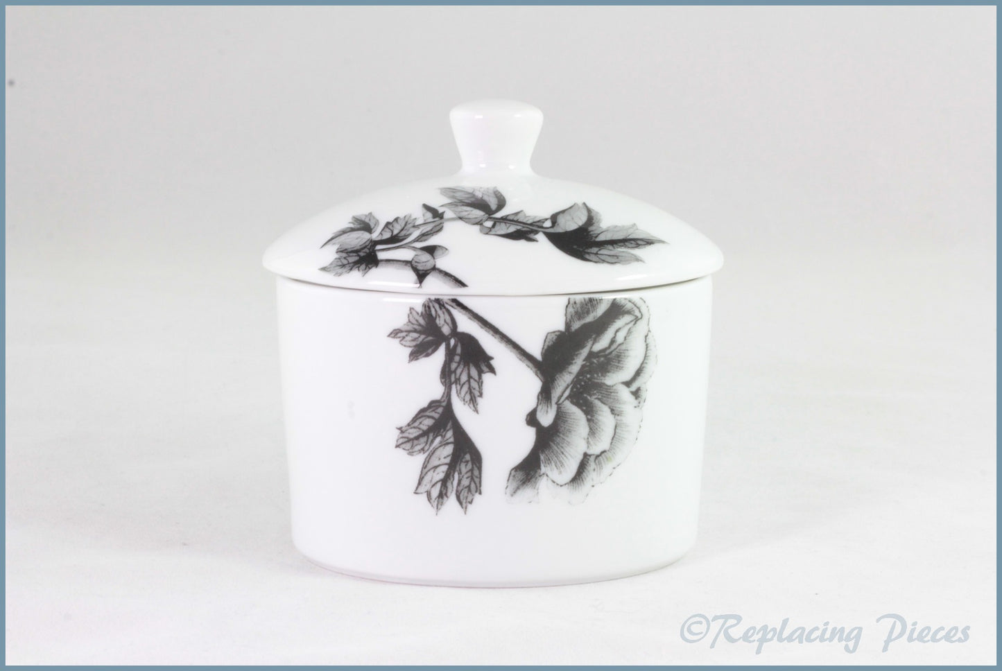 Royal Worcester - Black Peony - Lidded Sugar Bowl