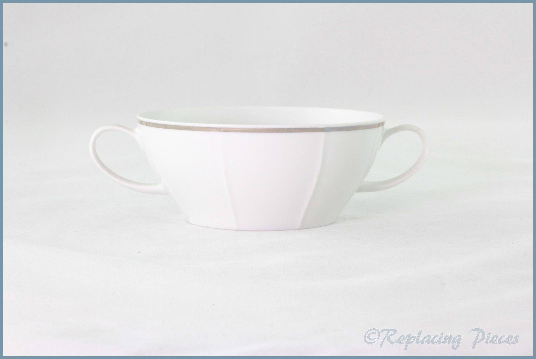 Thomas - White Ridged With Silver Band - Soup Cup