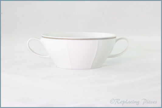 Thomas - White Ridged With Silver Band - Soup Cup