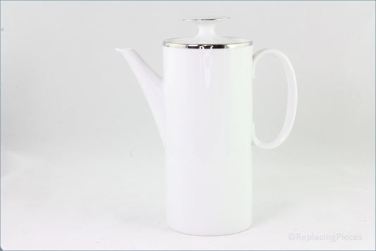 Thomas - White With Thick Silver Band - Coffee Pot