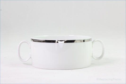 Thomas - White With Thick Silver Band - Soup Cup