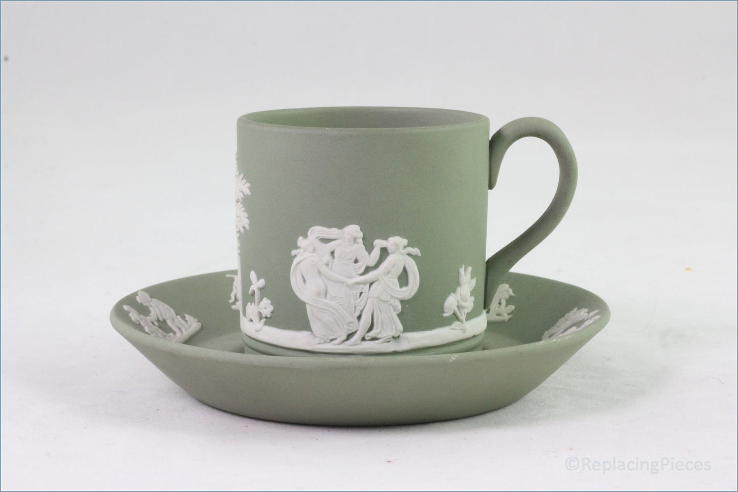 Wedgwood - Jasperware (Sage Green) - Coffee Can & Saucer