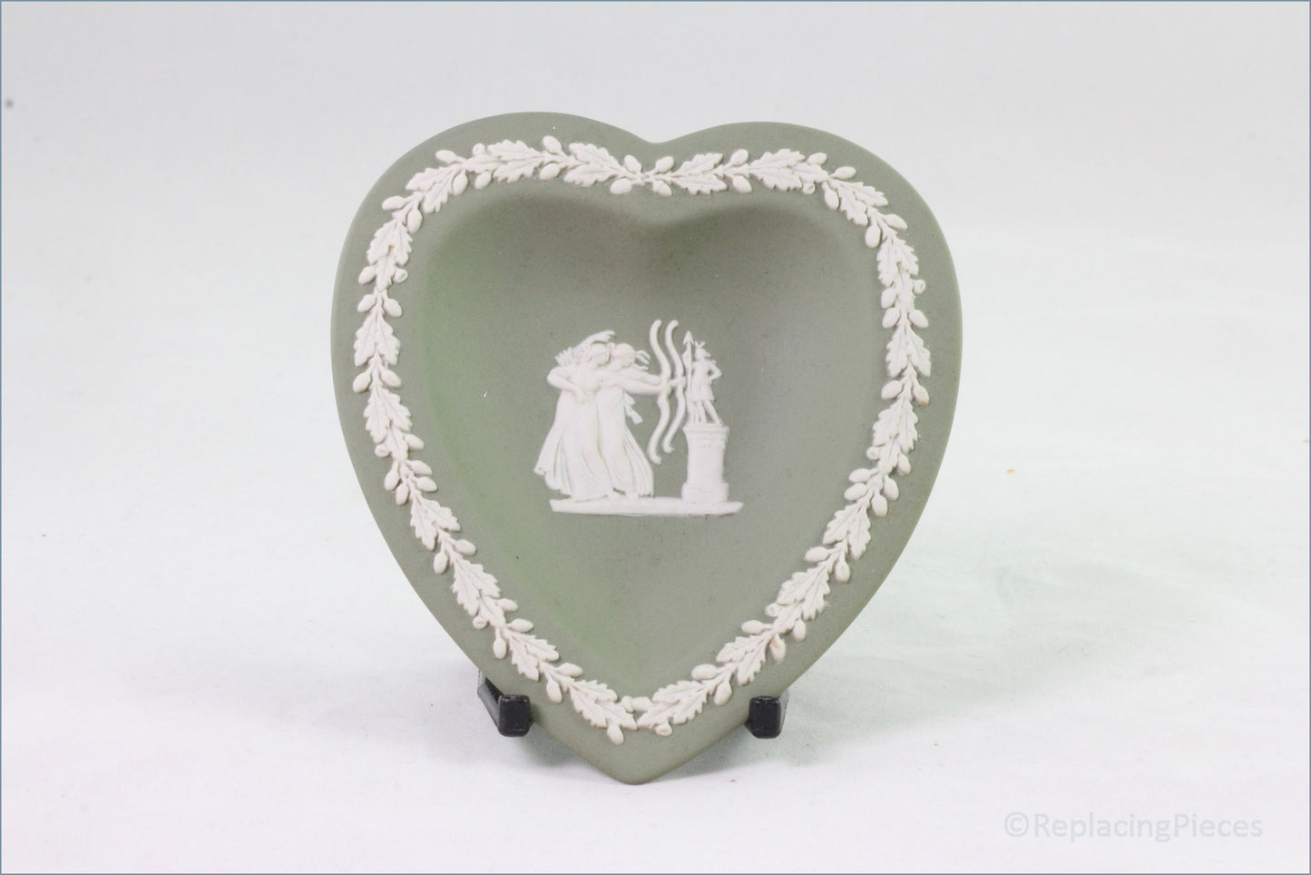 Wedgwood - Jasperware (Sage Green) - Pink Tray (Heart)