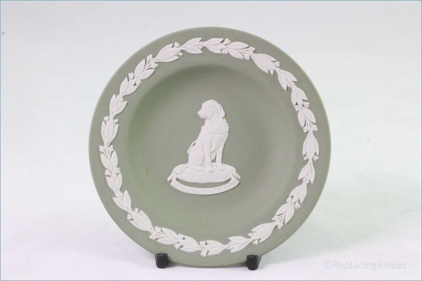Wedgwood - Jasperware (Sage Green) - Round Pin Tray (Guide Dogs)