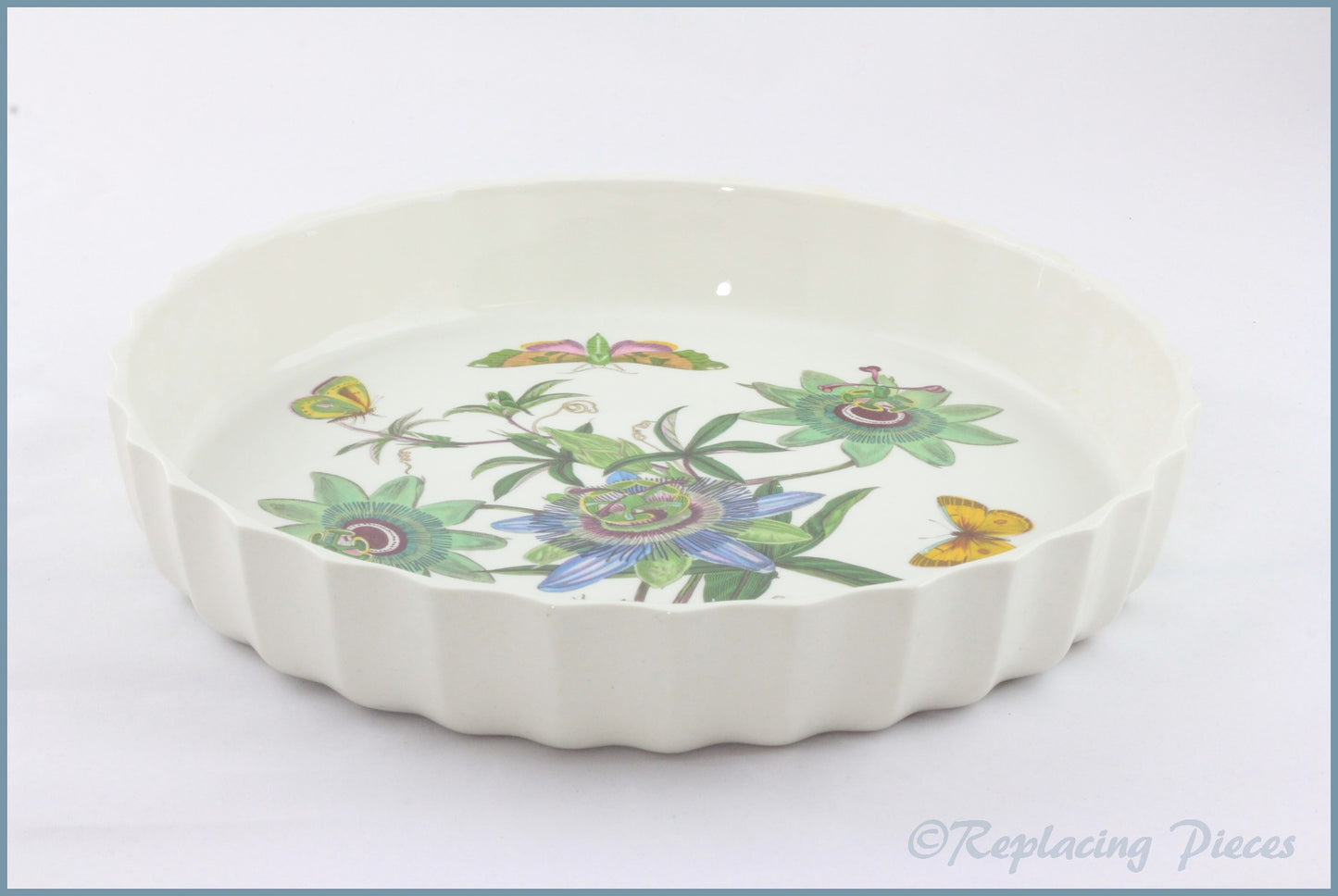 Portmeirion - Botanic Garden - 11" Flan Dish (Blue Passion Flower)