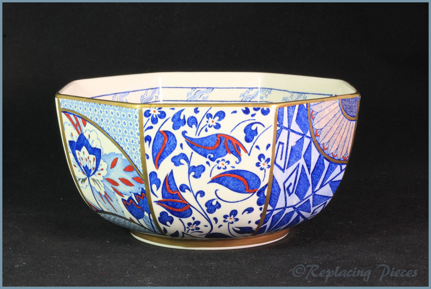 Masons - Applique Blue - 7 5/8" Octagonal Bowl