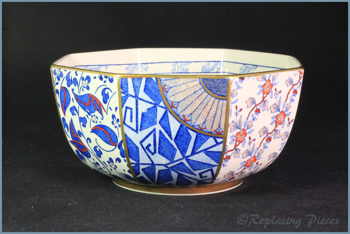 Masons - Applique Blue - 7 5/8" Octagonal Bowl