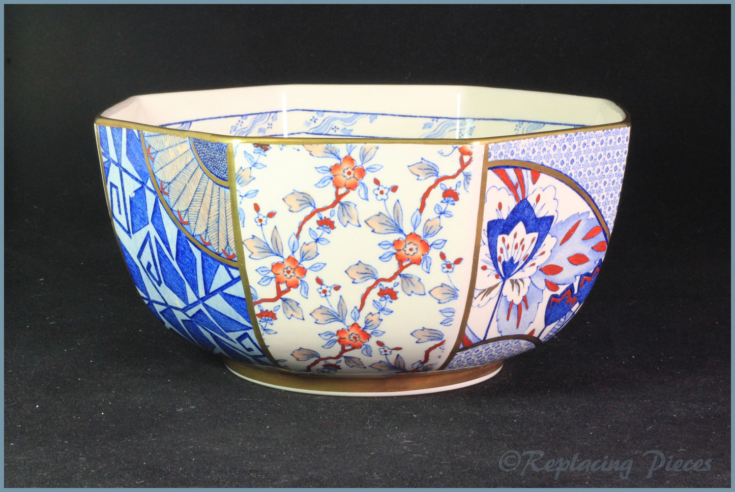 Masons - Applique Blue - 7 5/8" Octagonal Bowl