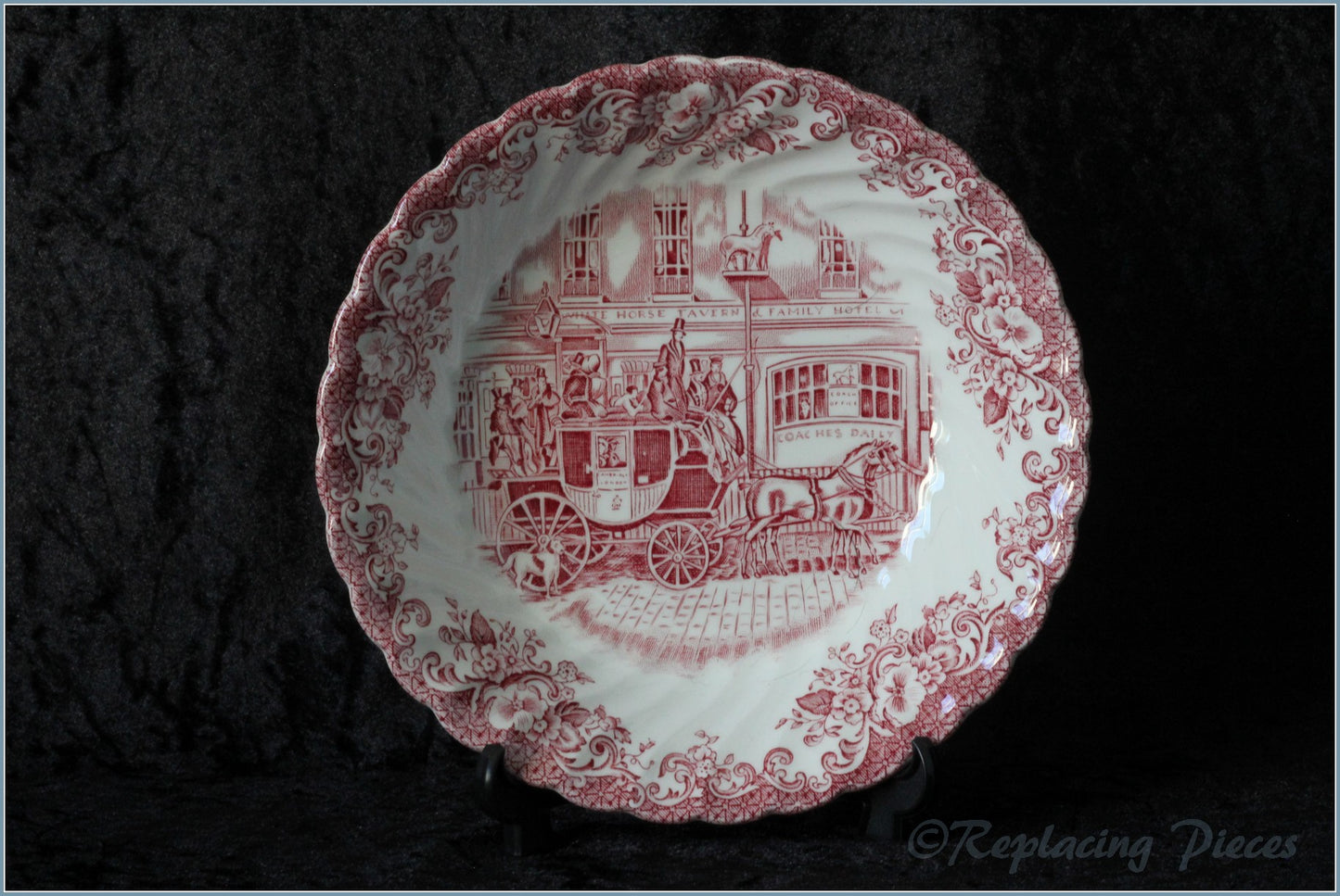 Johnson Brothers - Coaching Scenes (Pink) - Soup Bowl