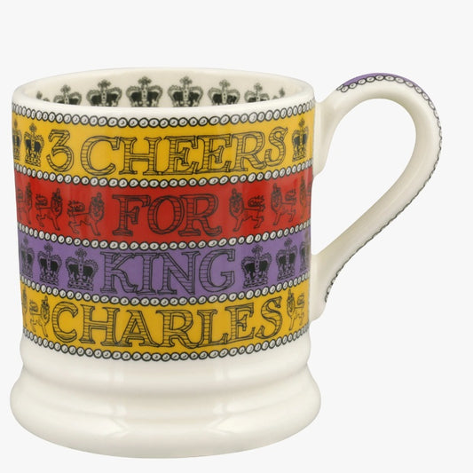 Emma Bridgewater - 3 Cheers For King Charles III - 1/2 Pint Mug
