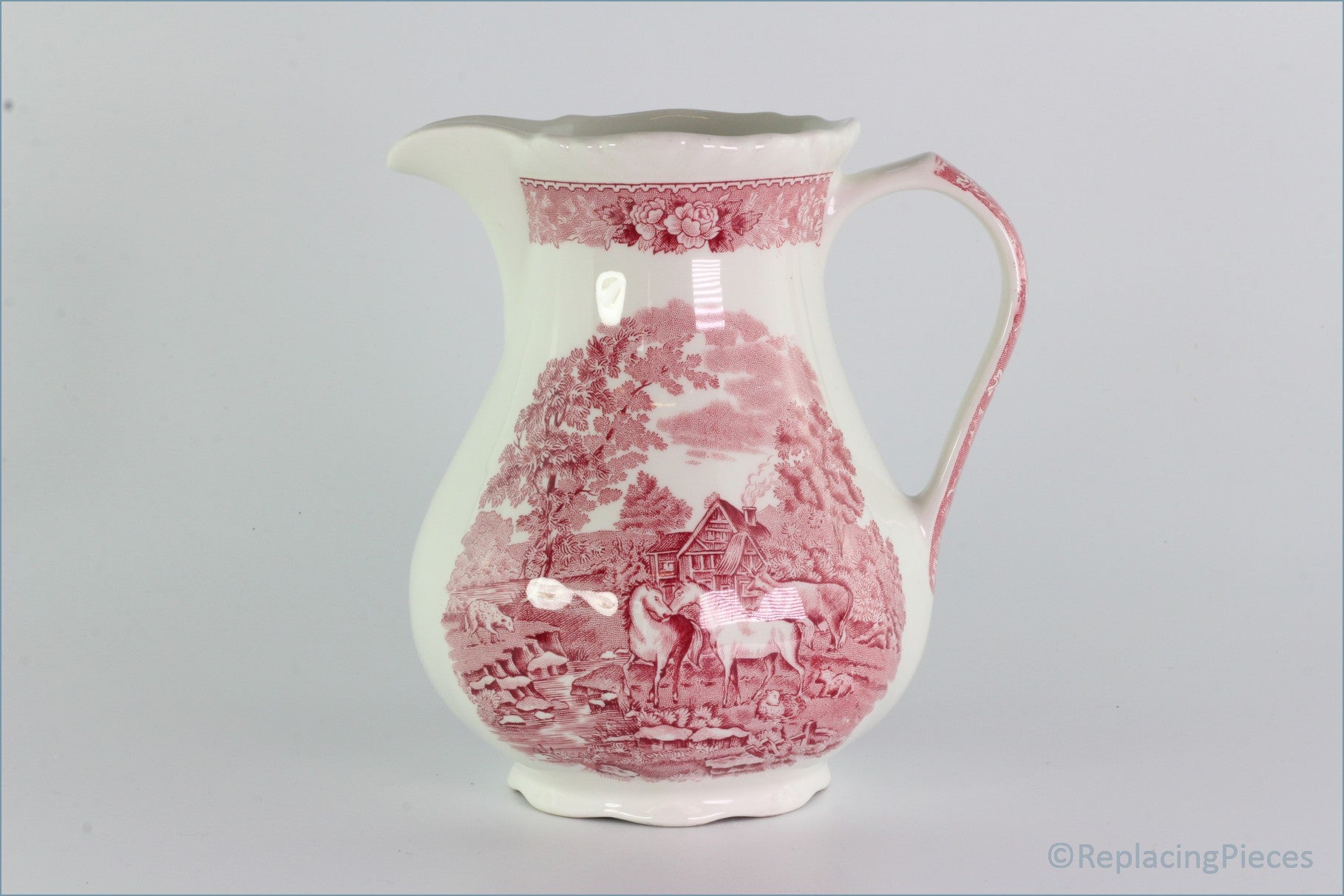 Adams - English Scenic (Pink) - 1 1/2 Pint Jug