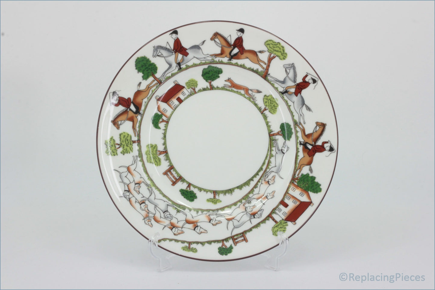 Coalport - Hunting Scene - 8" Salad Plate - Decorative plate with hunting scene design on a white background