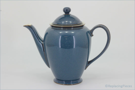 Denby - Boston - Coffee Pot - Blue ceramic teapot on a white background