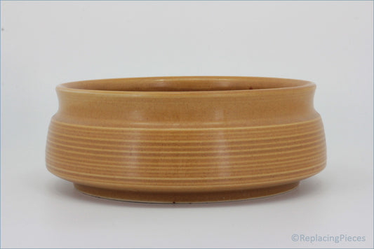Denby - Canterbury - 8 3/4" Salad Bowl - Brown ceramic bowl with ribbed design on a white background