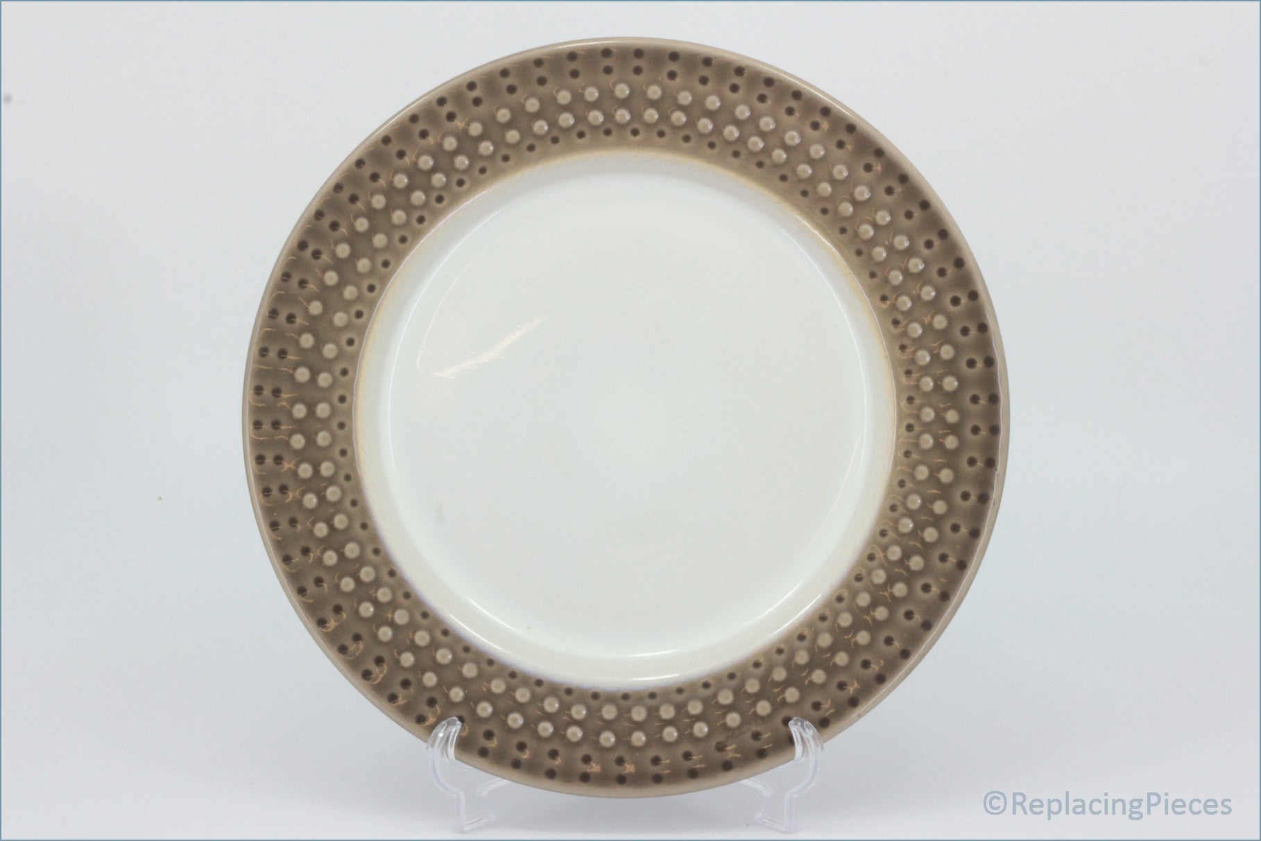 Denby - Intro (Mocha) - 8 7/8" Salad Plate  - White plate with a decorative brown rim on a white background