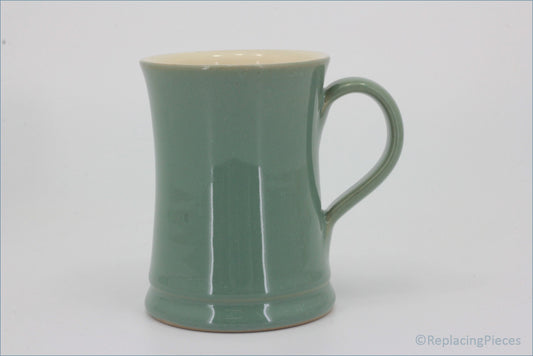 Denby - Manor Green - Mug (Waisted - Flared Base)  - Green ceramic mug on a white background