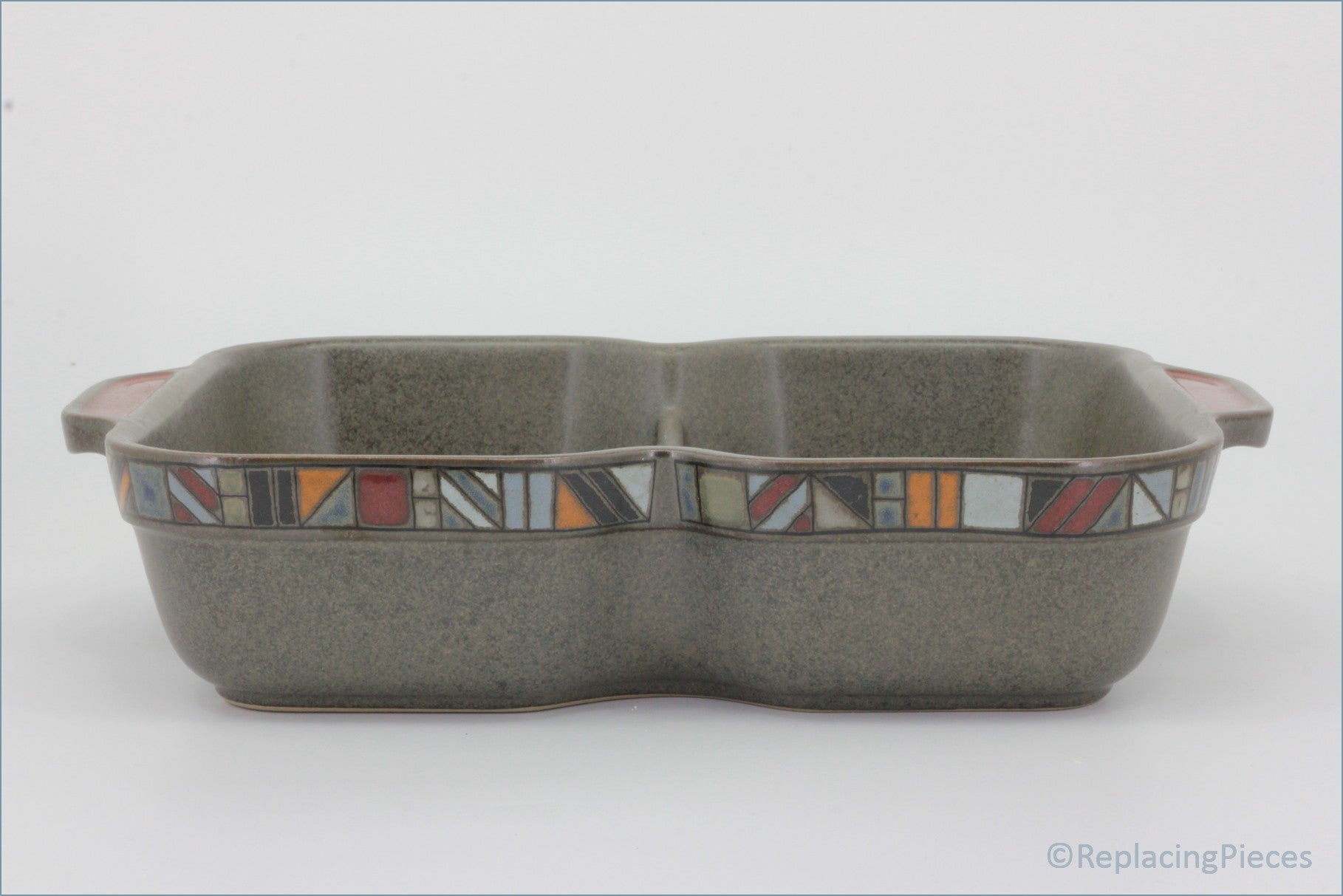 Denby - Marrakesh - Oblong Divided Roaster - Rectangular ceramic baking dish with mosaic border 