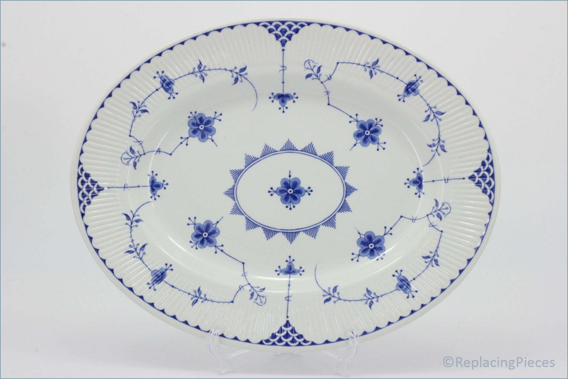 Furnivals - Denmark Blue - 12" Oval Platter