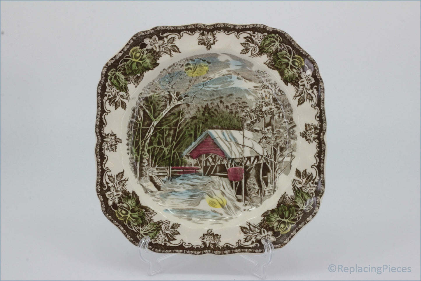 Johnson Brothers - The Friendly Village - Square 7 5/8" Salad Plate (The Covered Bridge)