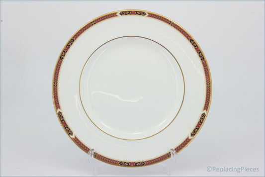 Marks & Spencer - Connaught - 8" Salad Plate - Decorative plate with a gold rim and red accents on a white background